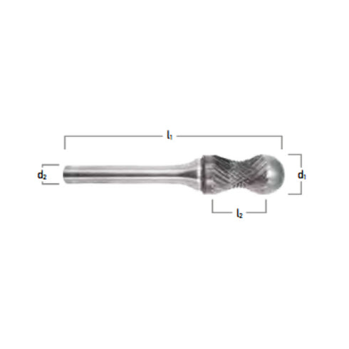 Solid Carbide Burr – Radius Cylinder, Ball Nose, Without End Cut